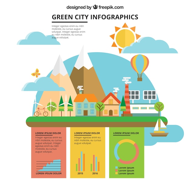 Free Vector flat organic city with infographic elements