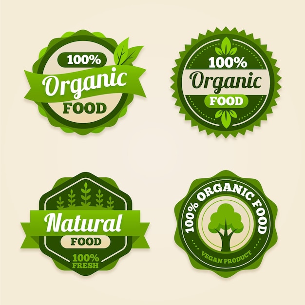 Flat organic food badge collection