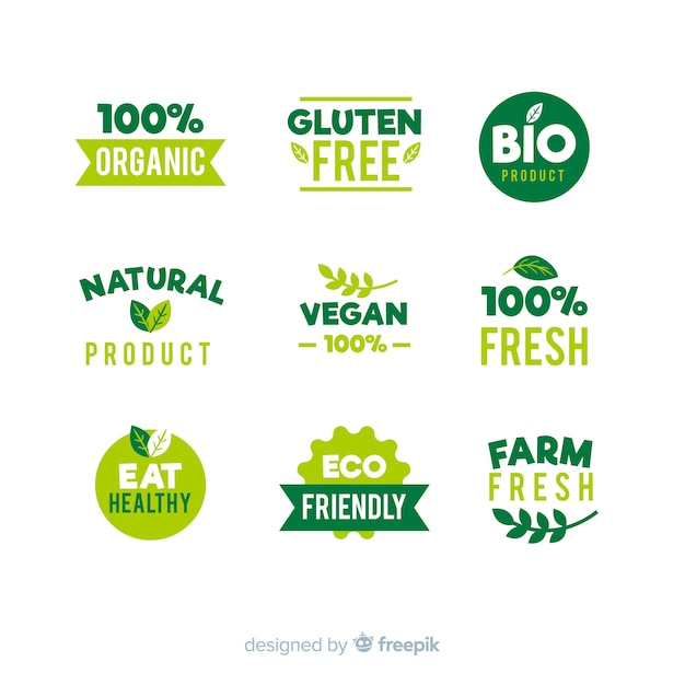 Flat organic food label collection