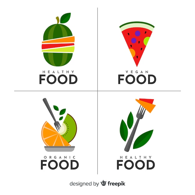 Free Vector flat organic food label collection