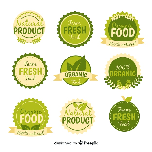 Flat organic food label collection