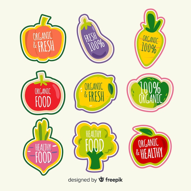 Free Vector flat organic food labels