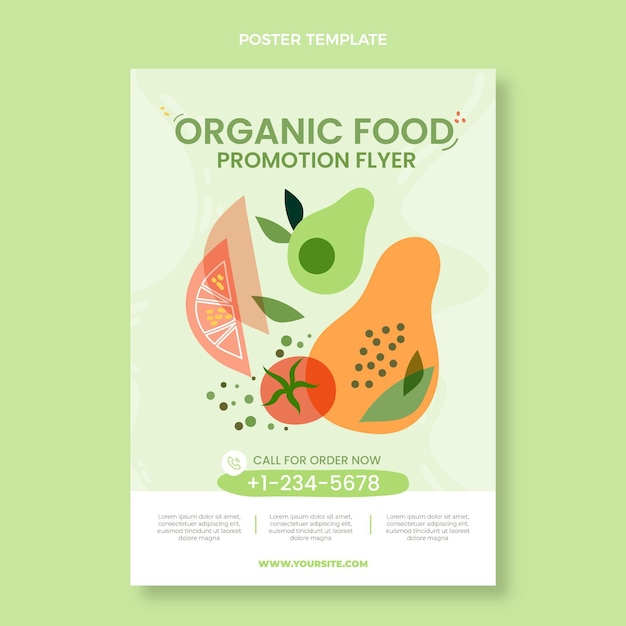 Flat organic food poster