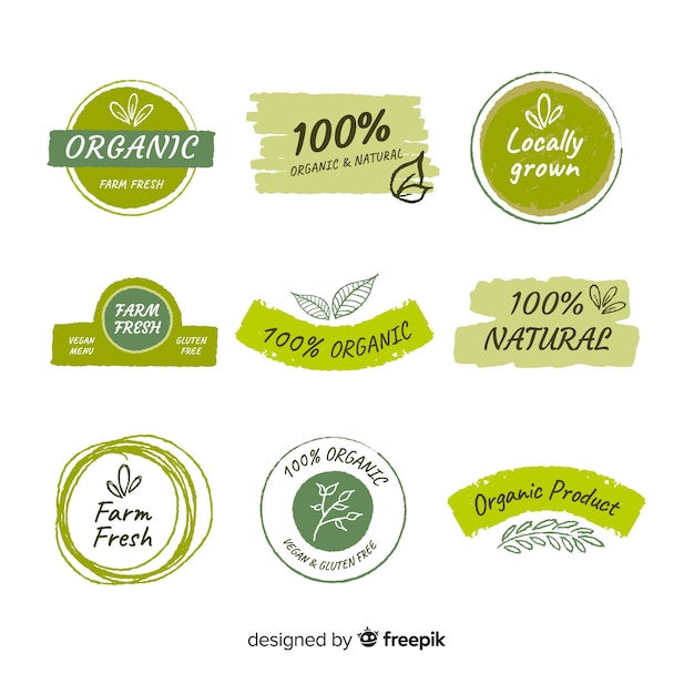 Free Vector flat organic fruit label set