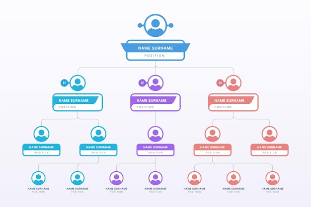 Flat organizational chart infographic