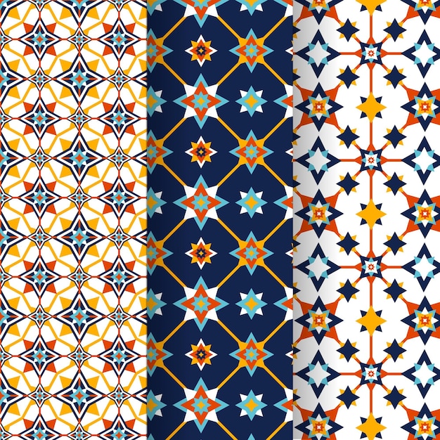 Flat ornamental arabic pattern collection