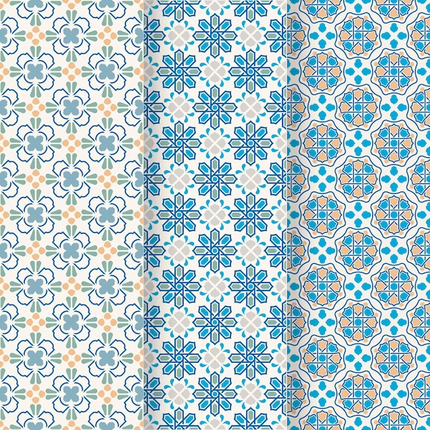 Free Vector flat ornamental arabic pattern collection