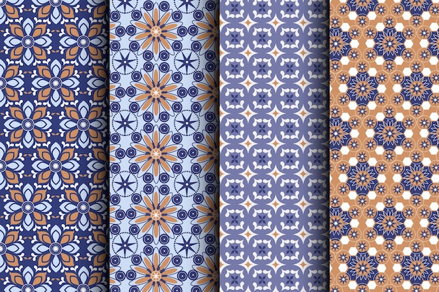 Flat ornamental arabic pattern set