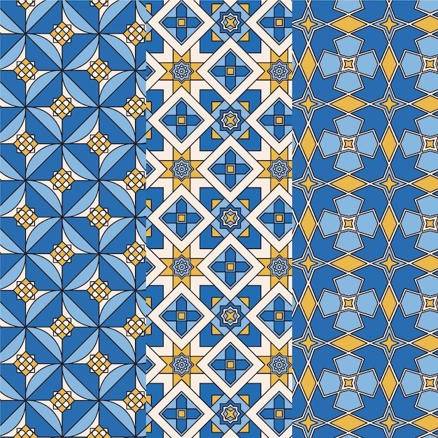 Flat ornamental arabic pattern set