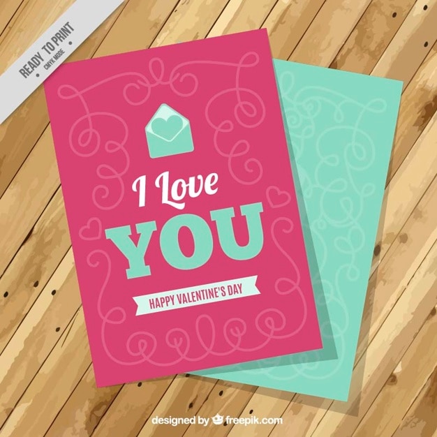 Free Vector flat ornamental card for valentine's day