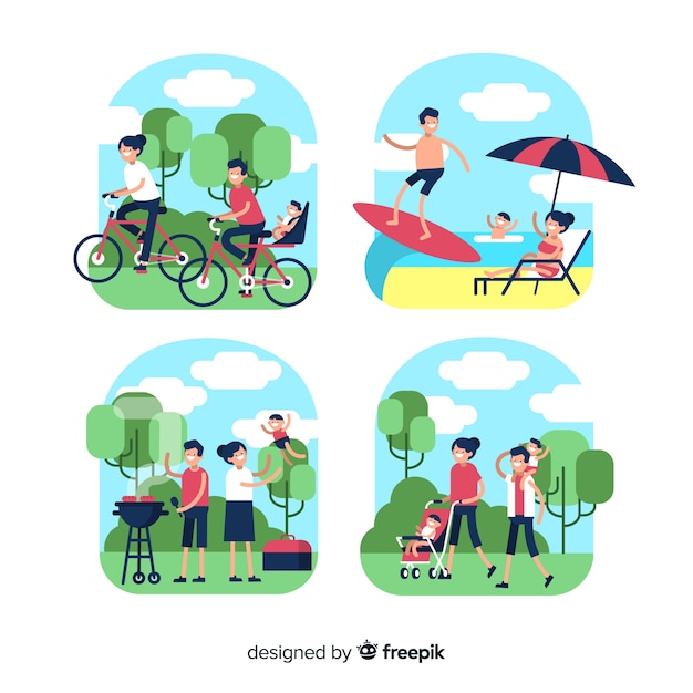 Free Vector flat outdoors familiar scenes