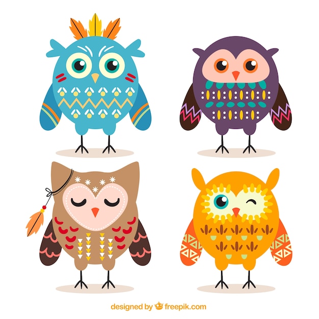 Free Vector flat owl collection