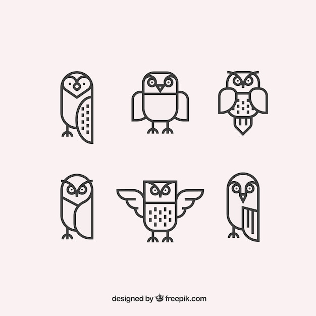 Free vector flat owl collection