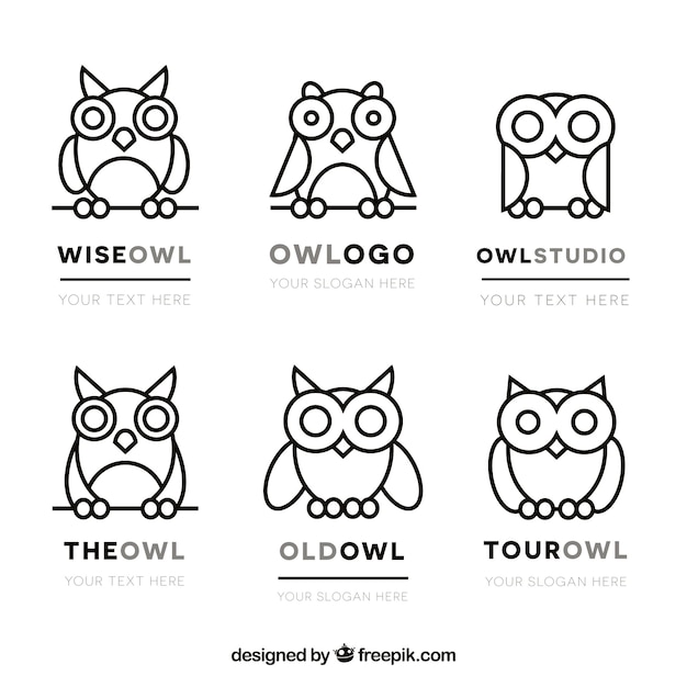 Free vector flat owl logo collection