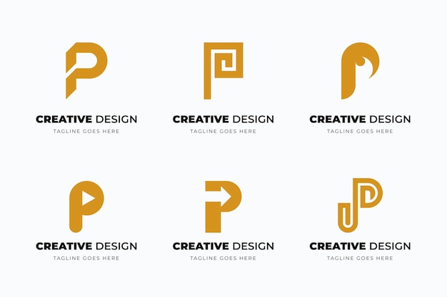 Free Vector flat p logo collection