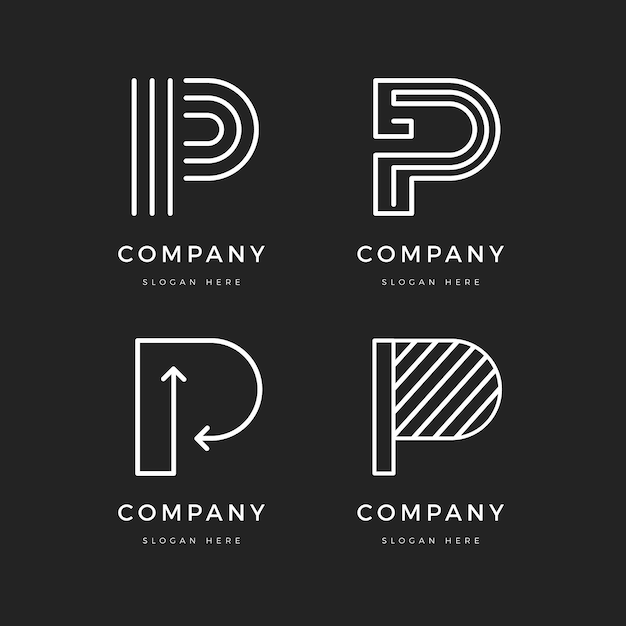 Free vector flat p logo templates collection