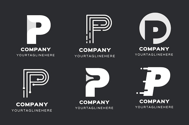 Free vector flat p logo templates collection