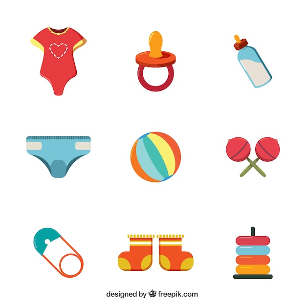 Flat pack of baby elements