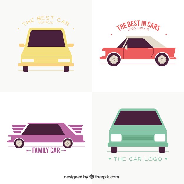 Flat pack of colored logos with classic cars