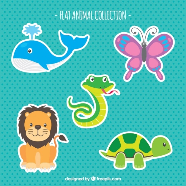 Free Vector flat pack of colorful animals