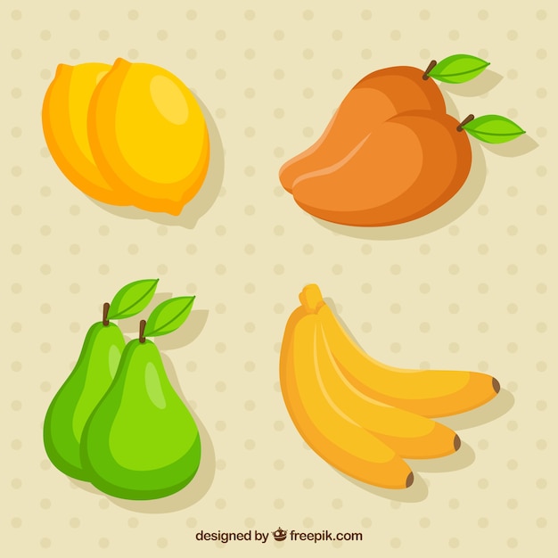 Free vector flat pack of delicious fruits