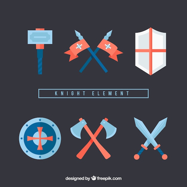 Free Vector flat pack of medieval weapons and shields