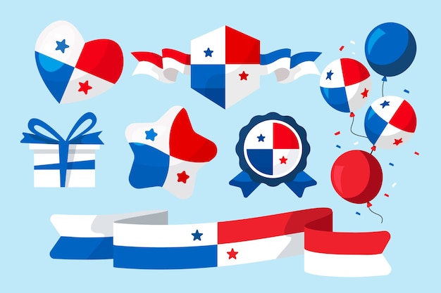 Free vector flat panama independence day elements collection