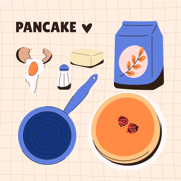 Flat pancake day design elements collection