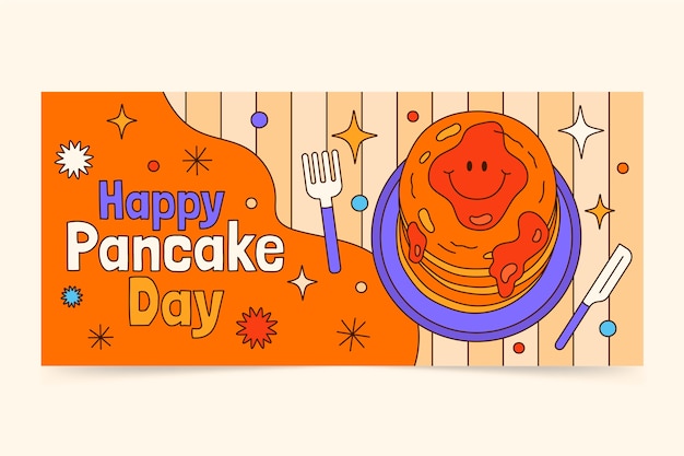 Free Vector flat pancake day horizontal banner template