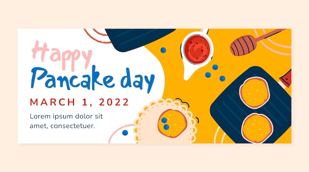 Flat pancake day horizontal banner