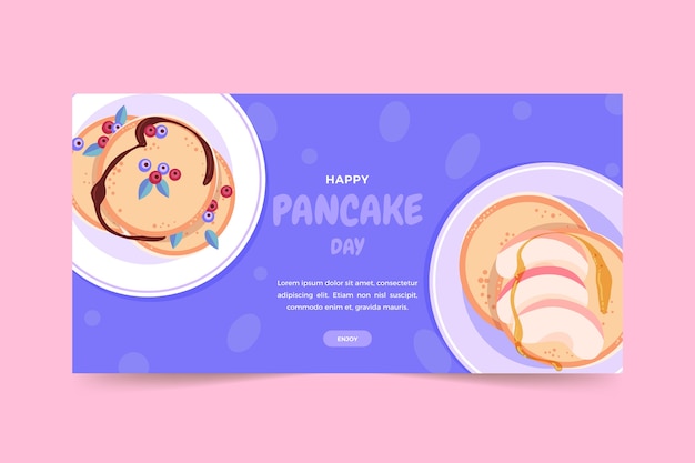 Flat pancake day horizontal banner