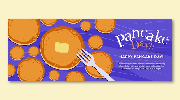 Flat pancake day horizontal banner