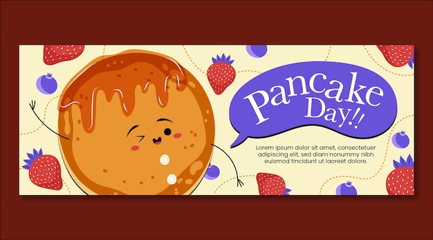 Flat pancake day horizontal banner