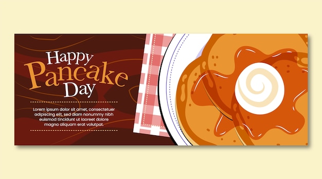 Flat pancake day horizontal banner