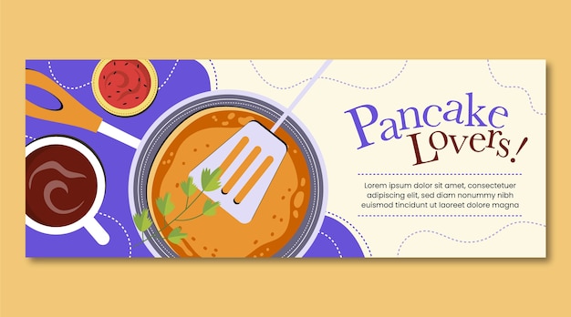 Flat pancake day horizontal banner