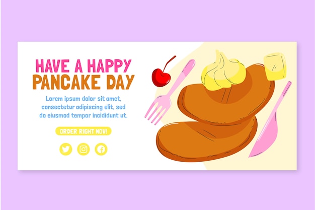 Flat pancake day horizontal banner