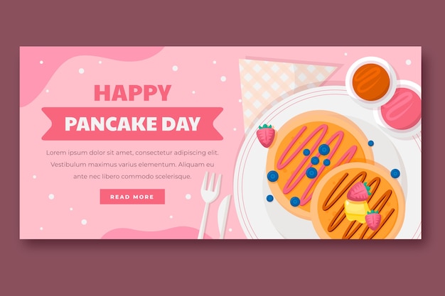 Flat pancake day horizontal banner