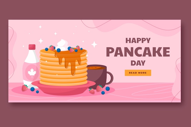 Flat pancake day horizontal banner