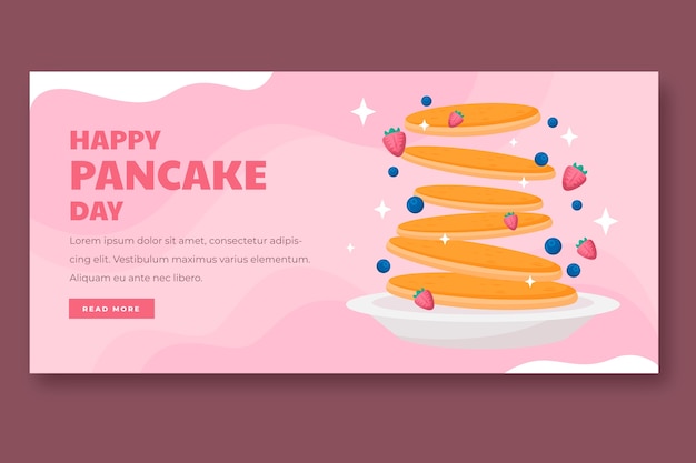 Flat pancake day horizontal banner