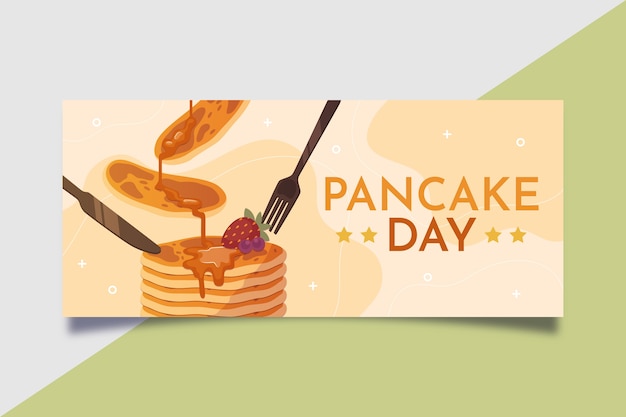 Free Vector flat pancake day horizontal banner