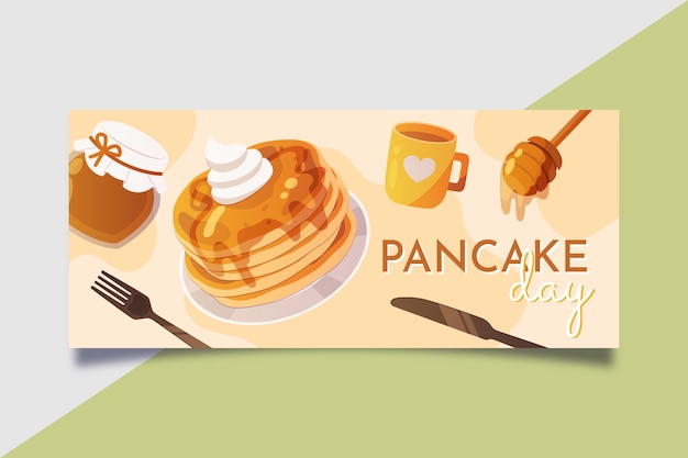 Free Vector flat pancake day horizontal banner