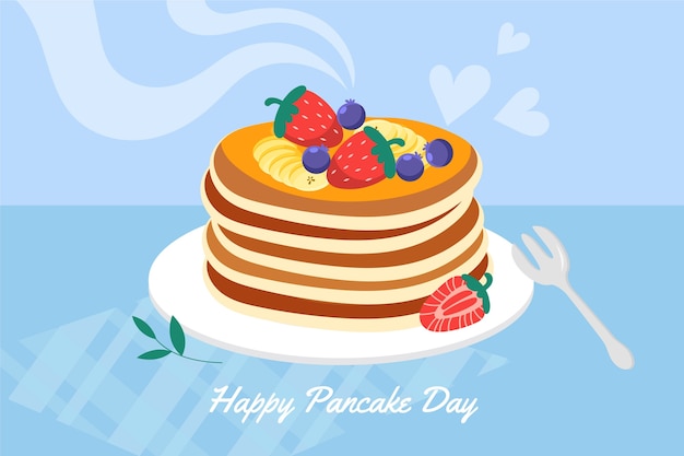 Flat pancake day illustration