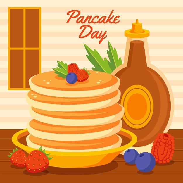 Flat pancake day illustration