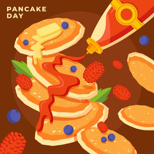 Flat pancake day illustration