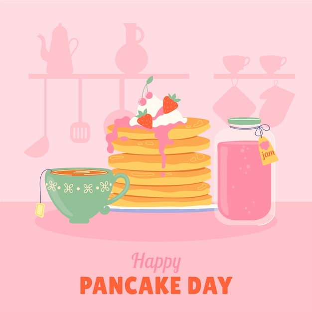 Free Vector flat pancake day illustration