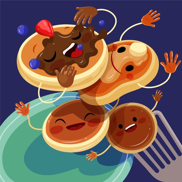 Flat pancake day illustration