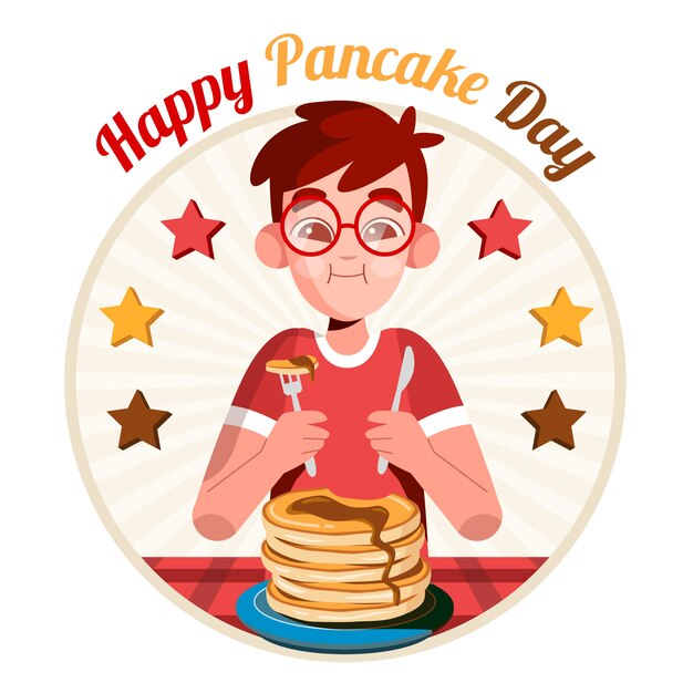 Flat pancake day illustration