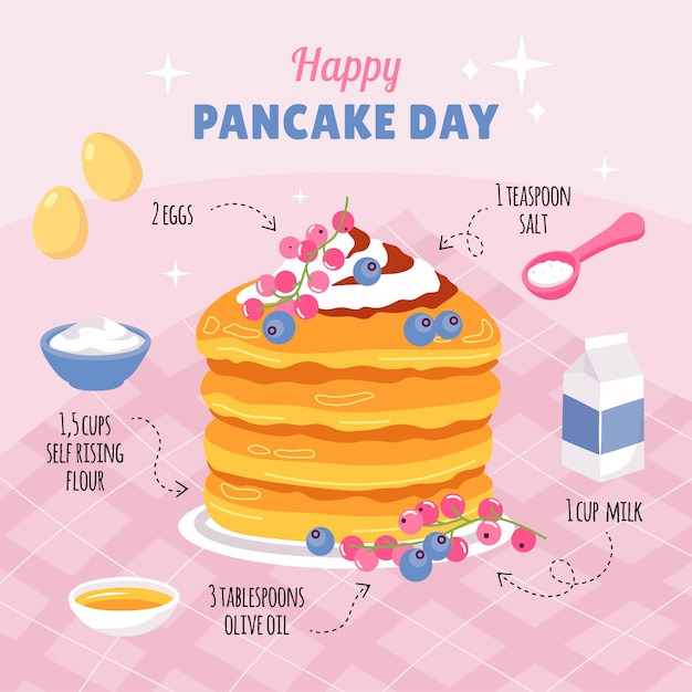 Flat pancake day illustration