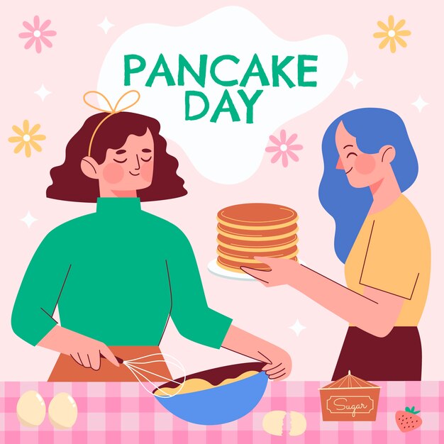 Flat pancake day illustration