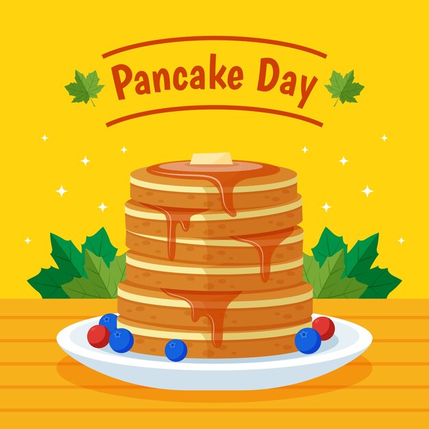 Flat pancake day illustration